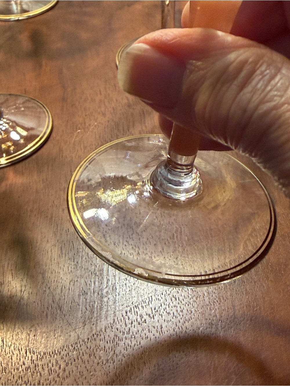Set of 6 Glass Liquor or Sorbet Goblets with Gold Rim - Clear and Gold - Picture 4 of 4